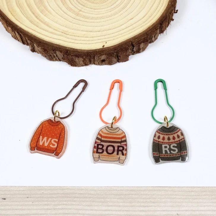 Sweater Stitch Markers - BOR, WS, RS – Handmade Stitch Markers
