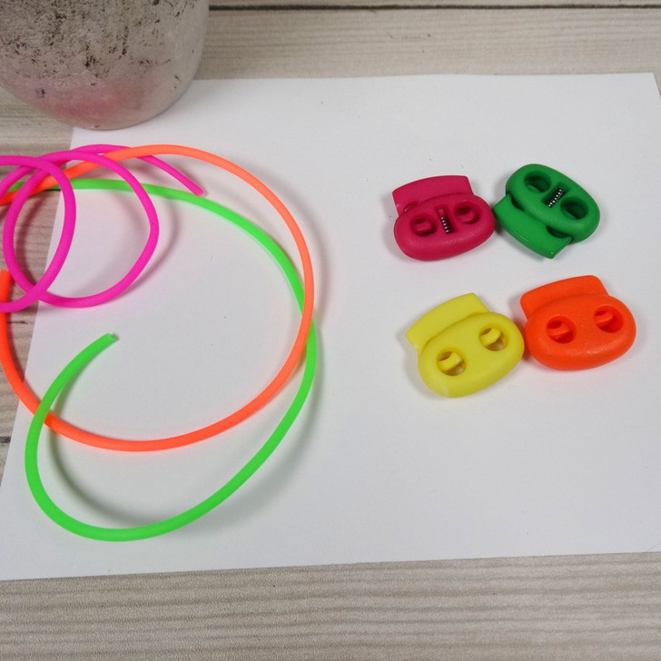 Neons Stitch Cords & 4 Stitch Stoppers for needles up to ~ 4mm