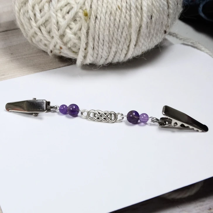 Amethyst & Celtic Knot Cardigan Clip Fastener UK