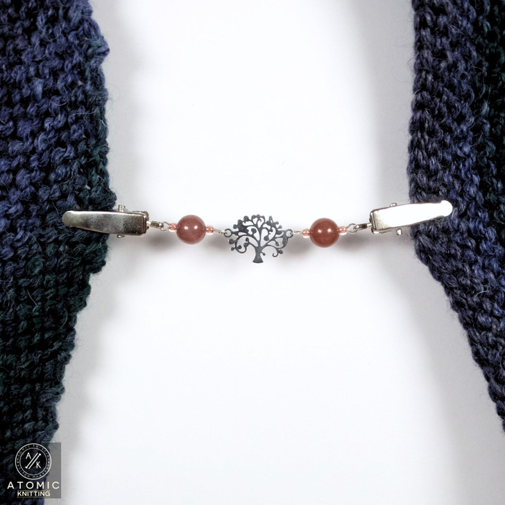 Purple Aventurine & Tree Cardigan Clip Fastener UK