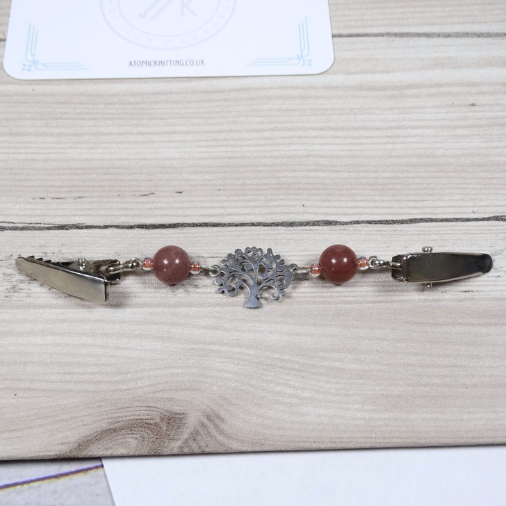 Purple Aventurine & Tree Cardigan Clip Fastener UK