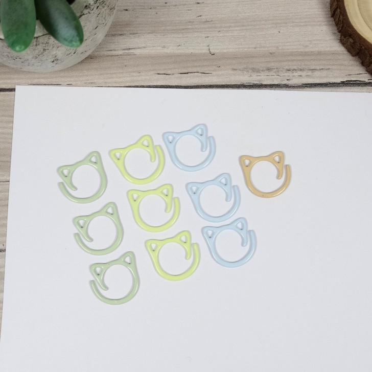 Mystery Cats - Open Ring Removable Stitch Markers for Knitting x10