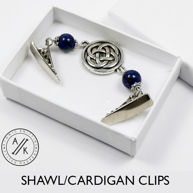 Gemstone & Celtic Knot Cardigan/Shawl Clips