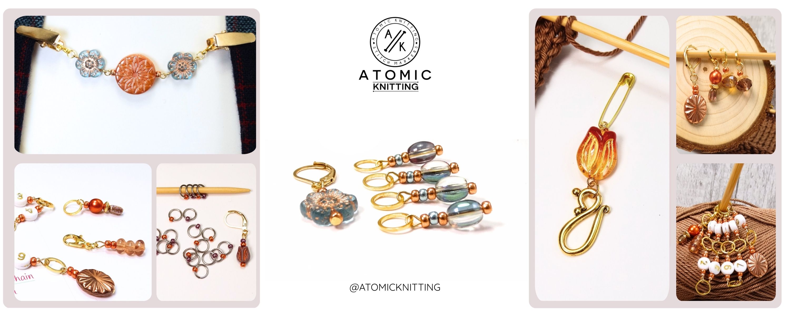September Stitch Markers, Row Counters, Portuguese Pins and knitting notions