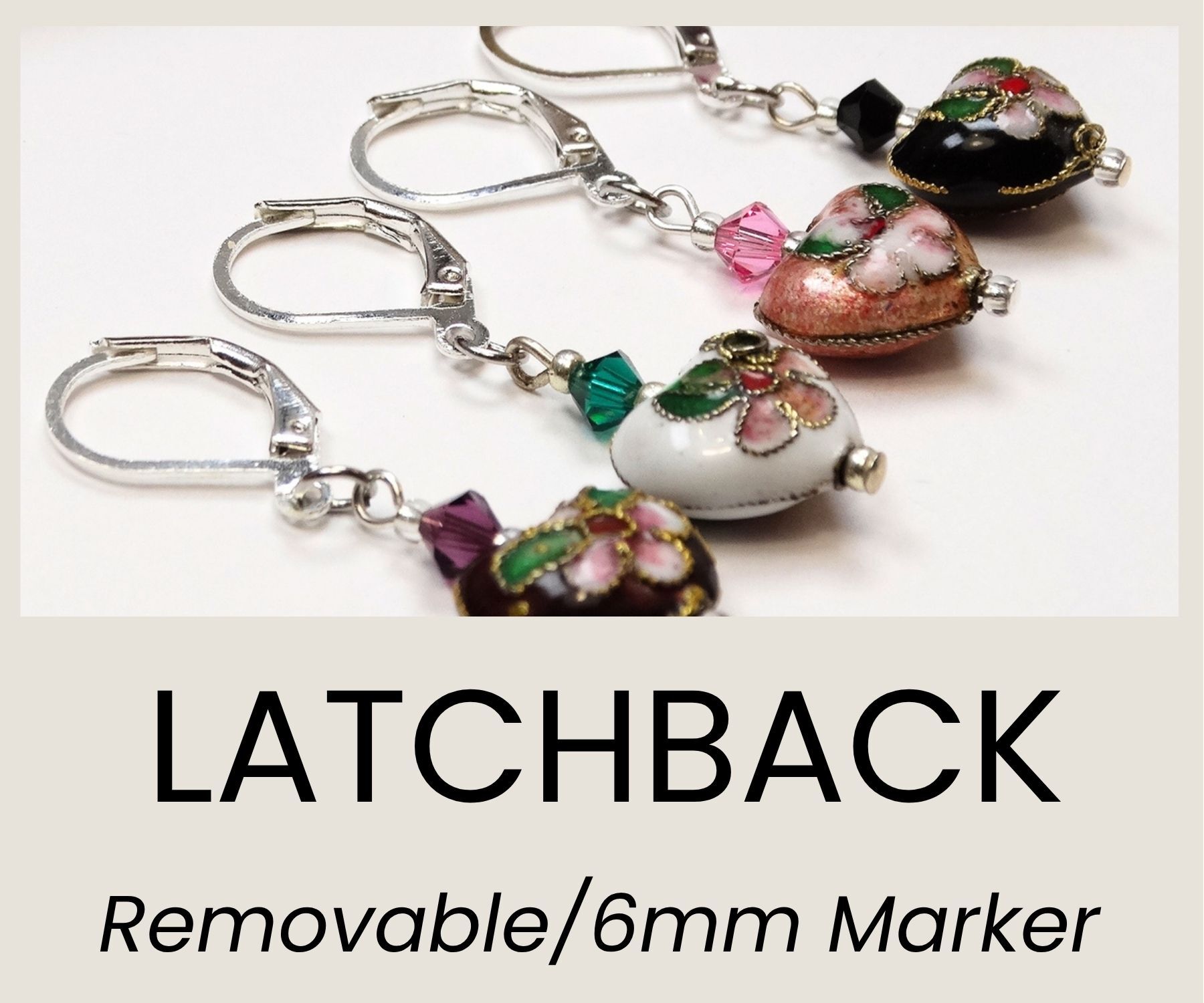 Latchback stitch markers to use on stitches or knitting needles