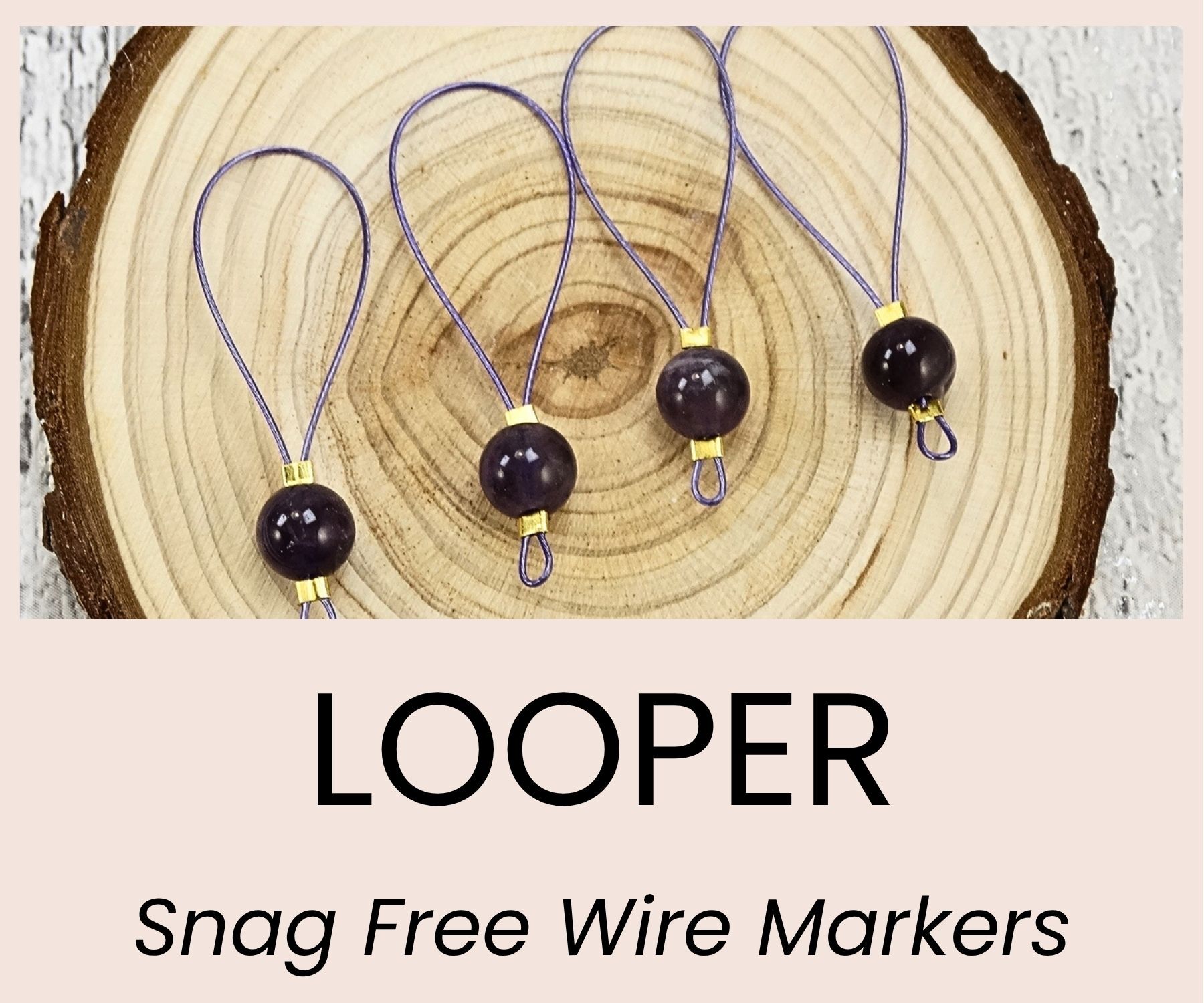 Looper stitch markers with covered wire and single beads
