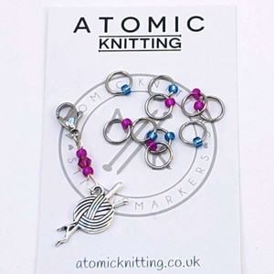 Fuchsia/Blue Increase & Decrease Knitting Stitch Markers