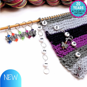 Butterfly Row Counter Chain and 5 Stitch Markers Bundle - Atomic Knitting
