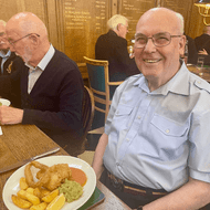 Chelsea Pensioners enjoy fish & chips on National Fish & Chip Day