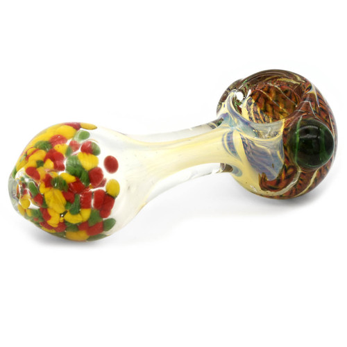 Glass Spoon Pipe - Rasta Snake Style Design