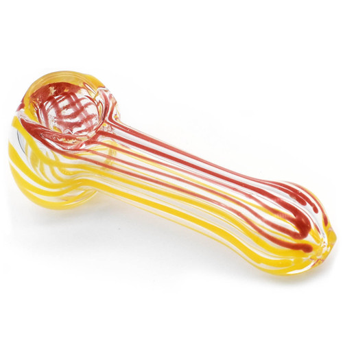 Spoon Glass Pipe w/ Red Stripes