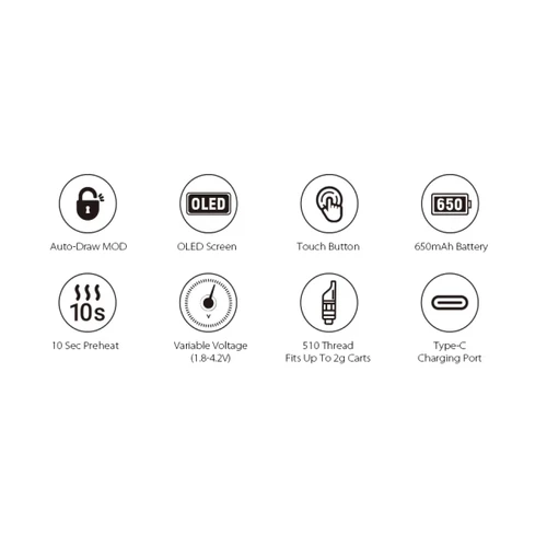 Yocan Ziva Pro Smart 510 Thread Vape Cart Battery