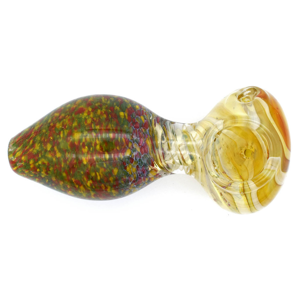 Large Glass Spoon Pipe - Rasta Confetti