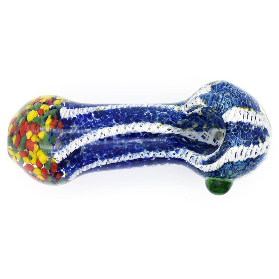 Glass Spoon Pipe - Rasta Wave