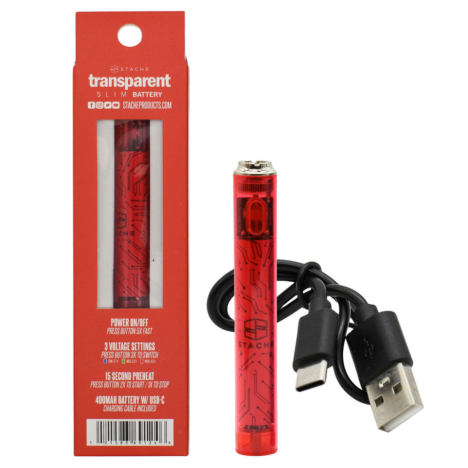Stache Transparent 510 Thread Vape Cart Pen Battery