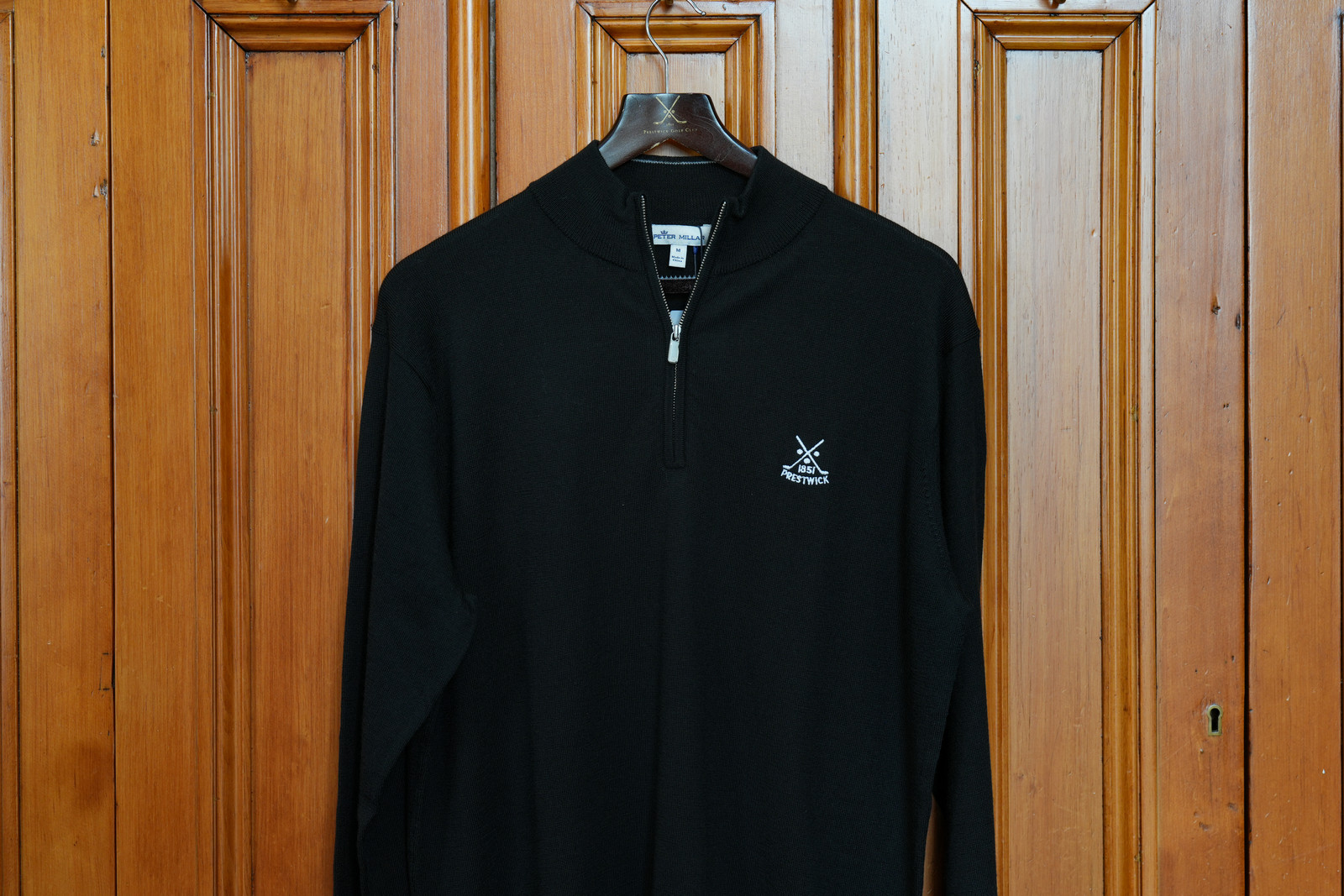 Peter Millar Merino 1/4 Zip Sweater - Black (Prestwick)