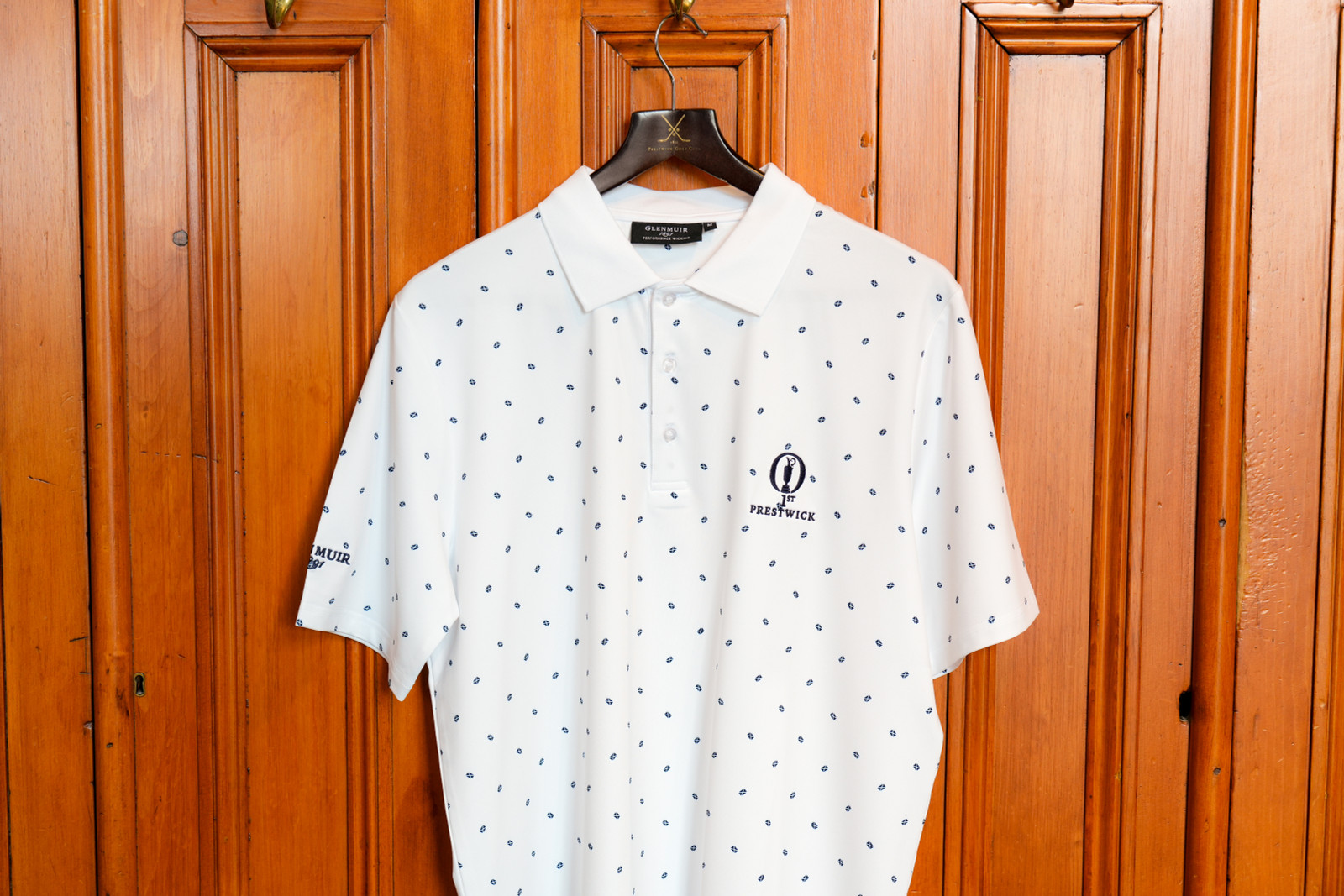 Glenmuir Crawford Polo Shirt - White/Navy Saltire Flags (1st Prestwick)