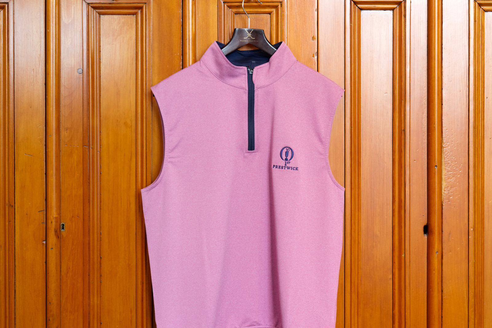 Glenmuir Dunnet Vest - Raspberry Marl/Navy (1st Prestwick)