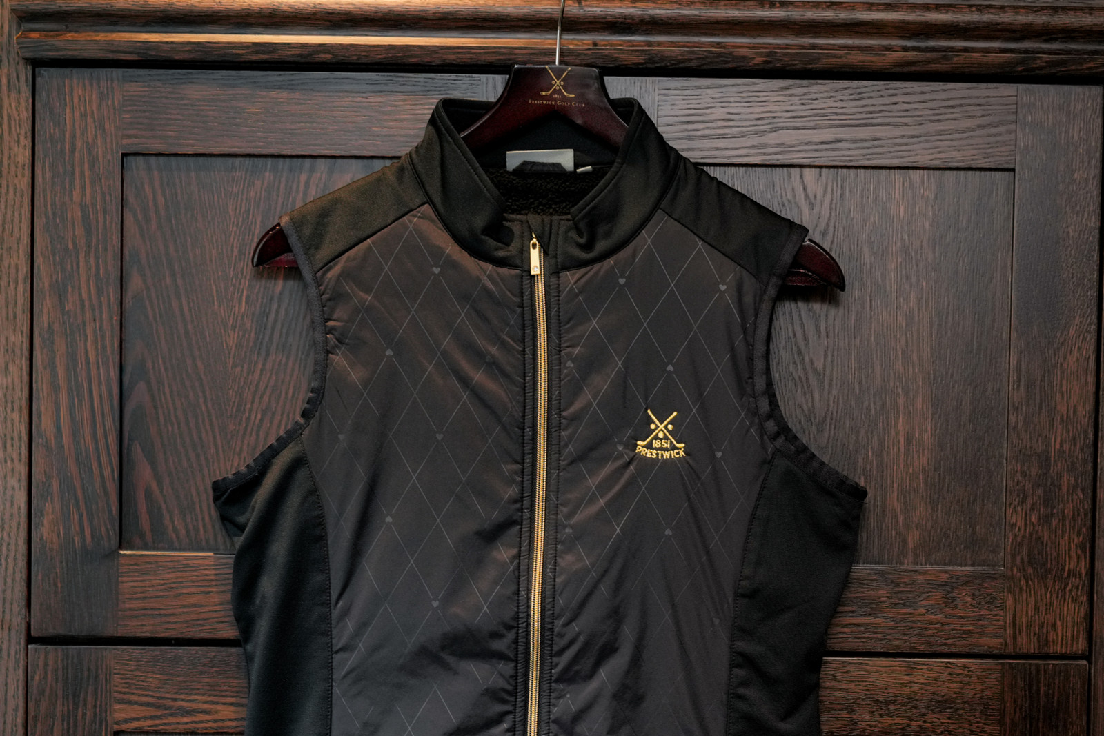 Glenmuir Ladies Calla Padded Vest - Black Diamond Print/Gold 