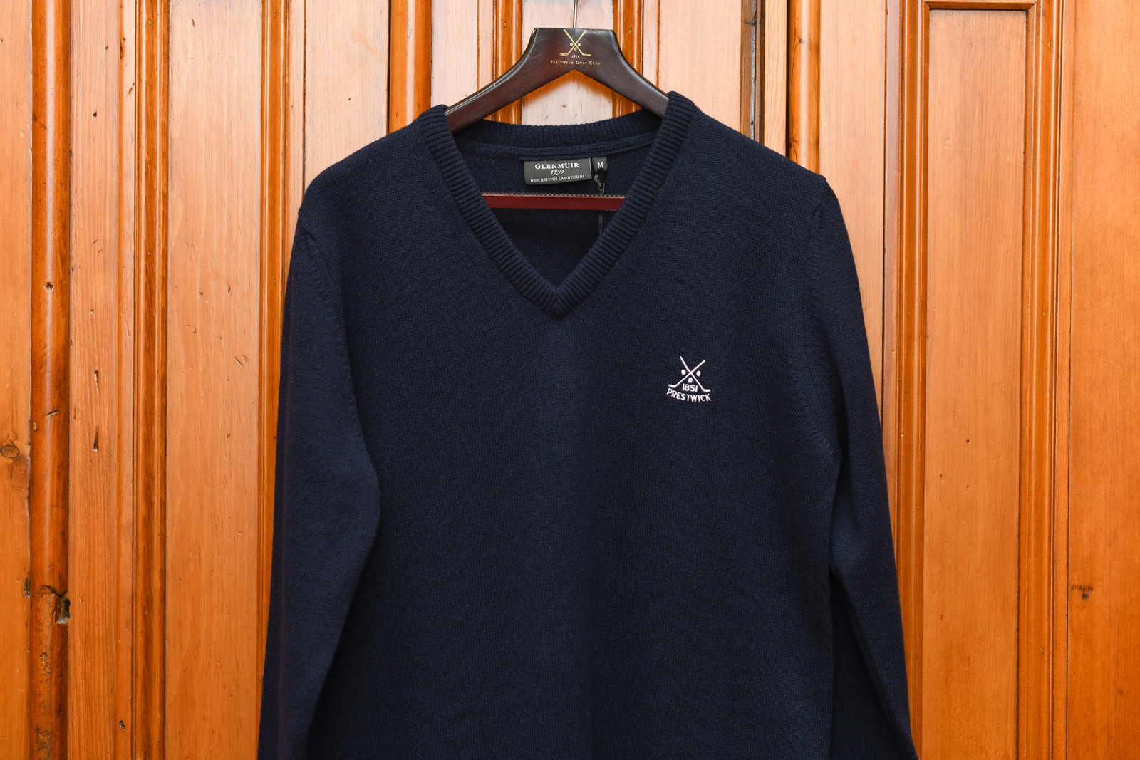 Glenmuir V Neck Lambswool Sweater (Lomond) - Navy 