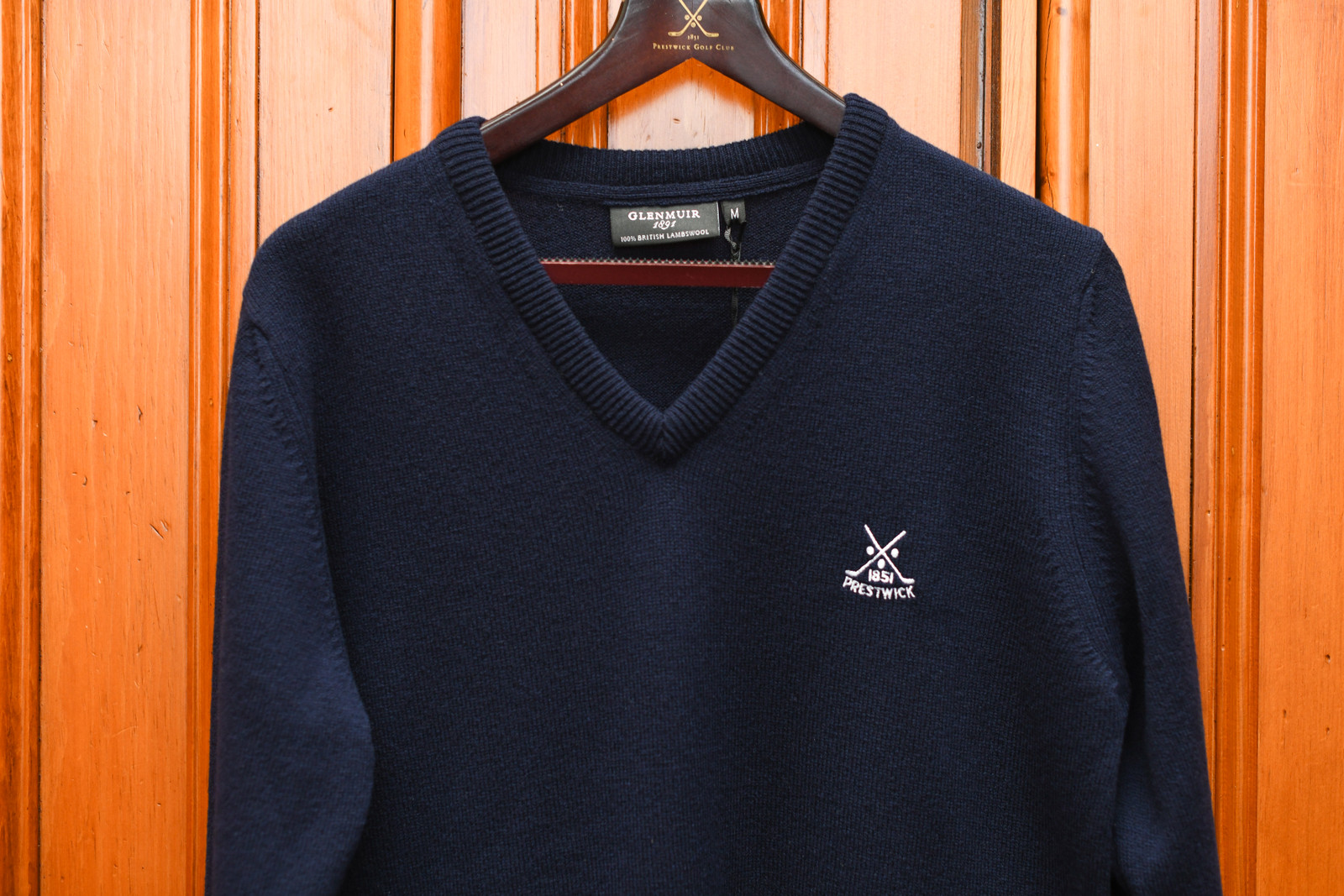 Glenmuir V Neck Lambswool Sweater (Lomond) - Navy 