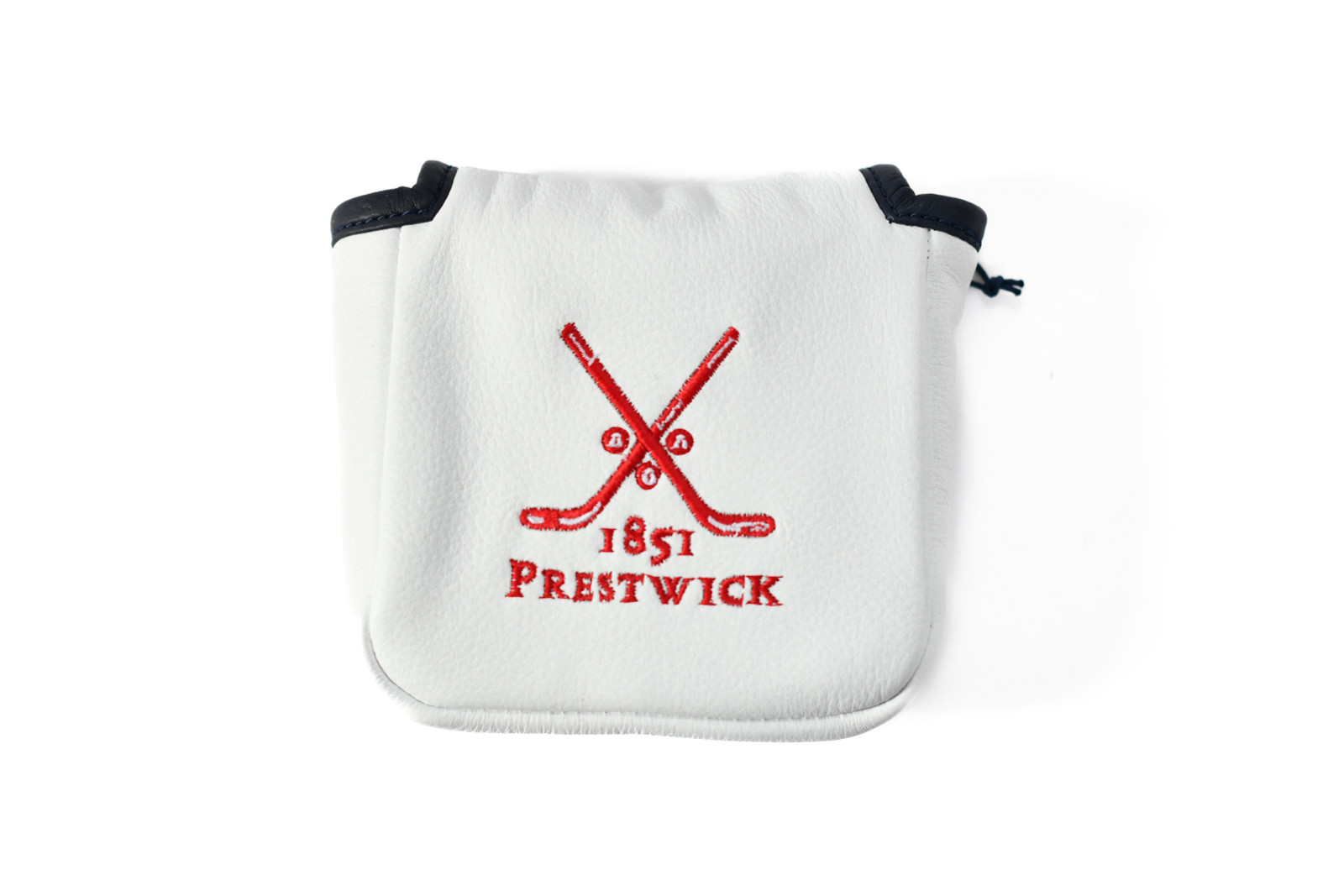 Prestwick Leather Mallet Putter Headcover -  White/Navy/Red (Square)