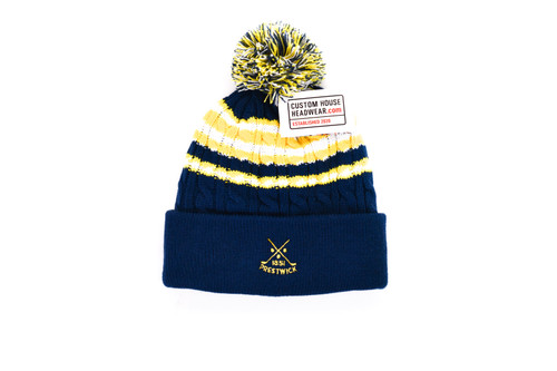 Custom House - Stripe Beanie (Navy/Yellow)