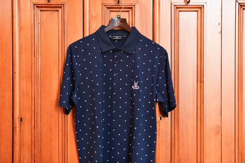 Glenmuir Crawford Polo Shirt - Navy/White Saltire flags