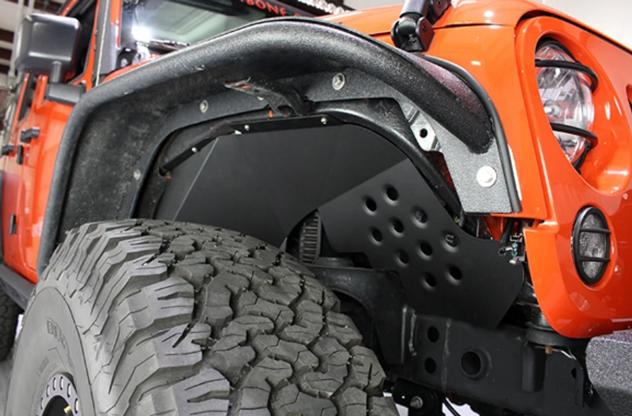 Fishbone Offroad FB33007 Front and Rear Inner Fenders in Aluminum Black for Jeep Wrangler JK 2007-2018