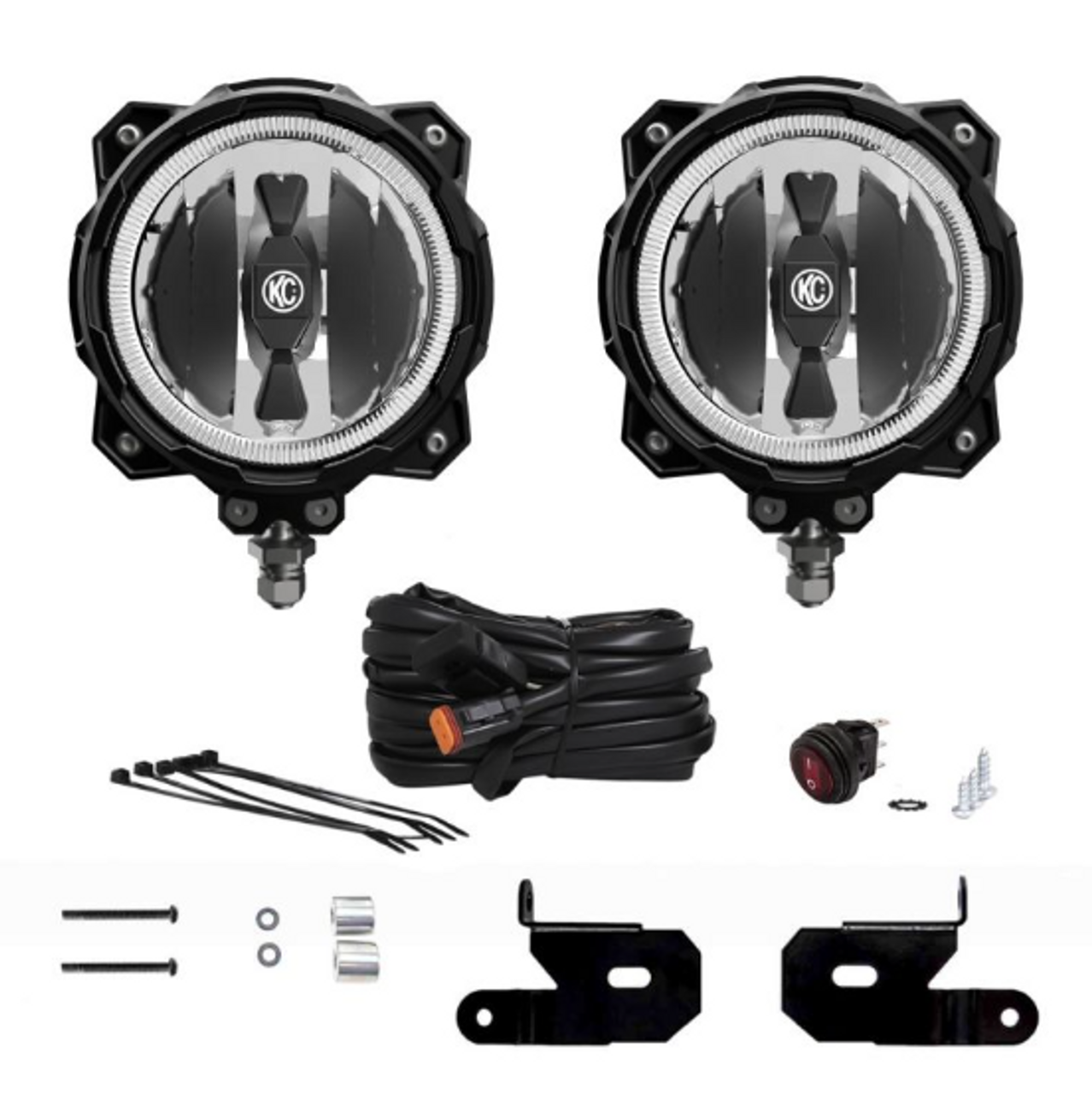 KC Hilites 97112 6" Pro6 Gravity LED Pillar Mount 2-Light System Driving Beam for Jeep Wrangler JL & Gladiator JT 2018+