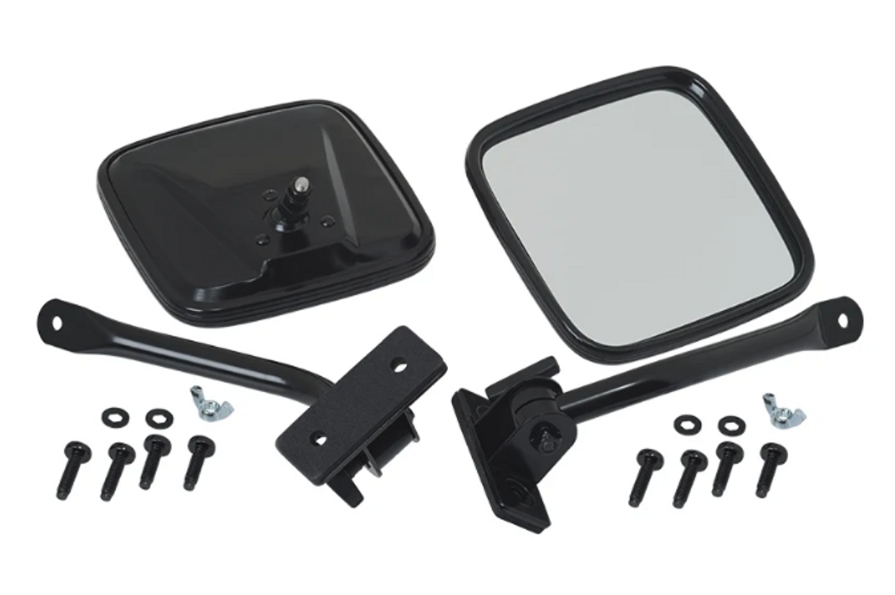 Kentrol 50496 EZ-Detach Mirrors in Black Stainless Steel for Jeep Wrangler TJ & JK 1997-2018