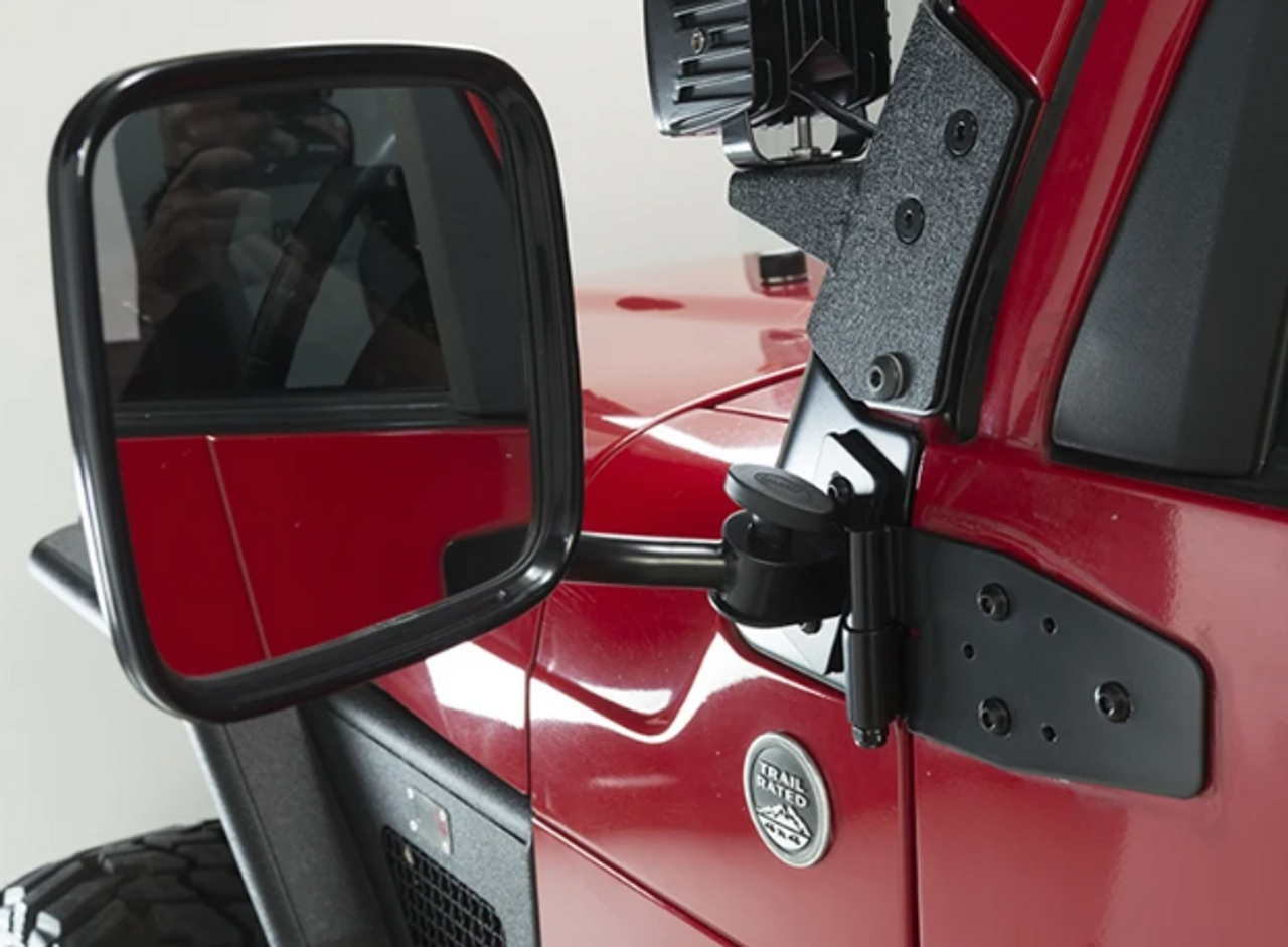 Kentrol 80496 EZ-Detach Mirrors in Textured Black for Jeep Wrangler TJ & JK 1997-2018