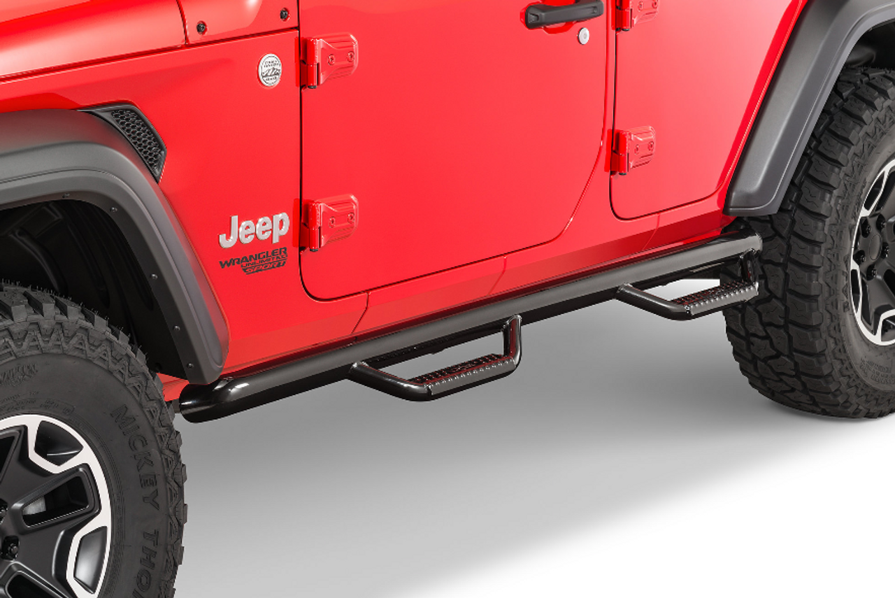 N-Fab J1866-GB 3" Tubular Nerf Steps in Gloss Black for Jeep Wrangler JL 4 Door 2018+