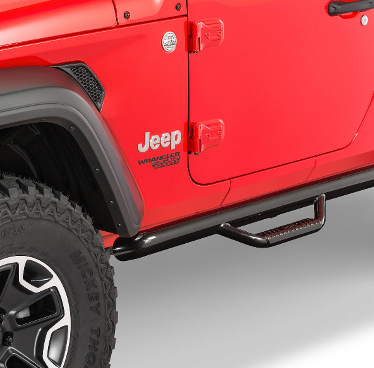 N-Fab J1846-GB 3" Tubular Nerf Steps in Gloss Black for Jeep Wrangler JL 2 Door 2018+
