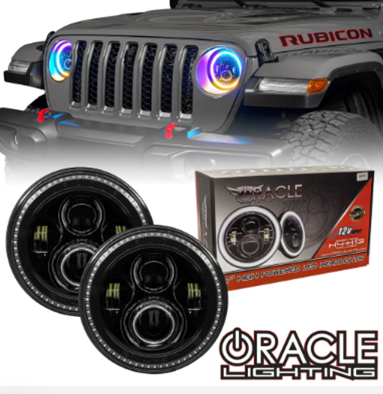 Oracle Lighting 5769-332 7" High Powered Dynamic ColorShift LED Headlights for Jeep Wrangler JK 2007-2018