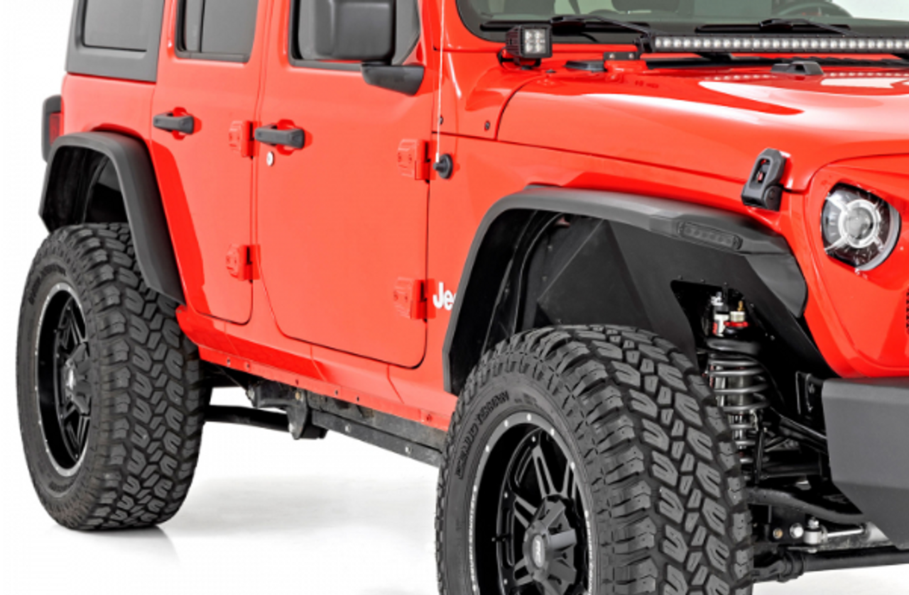 Rough Country 99036 High Clearance LED Flat Fender Flare Kit for Jeep Wrangler JL 2018+