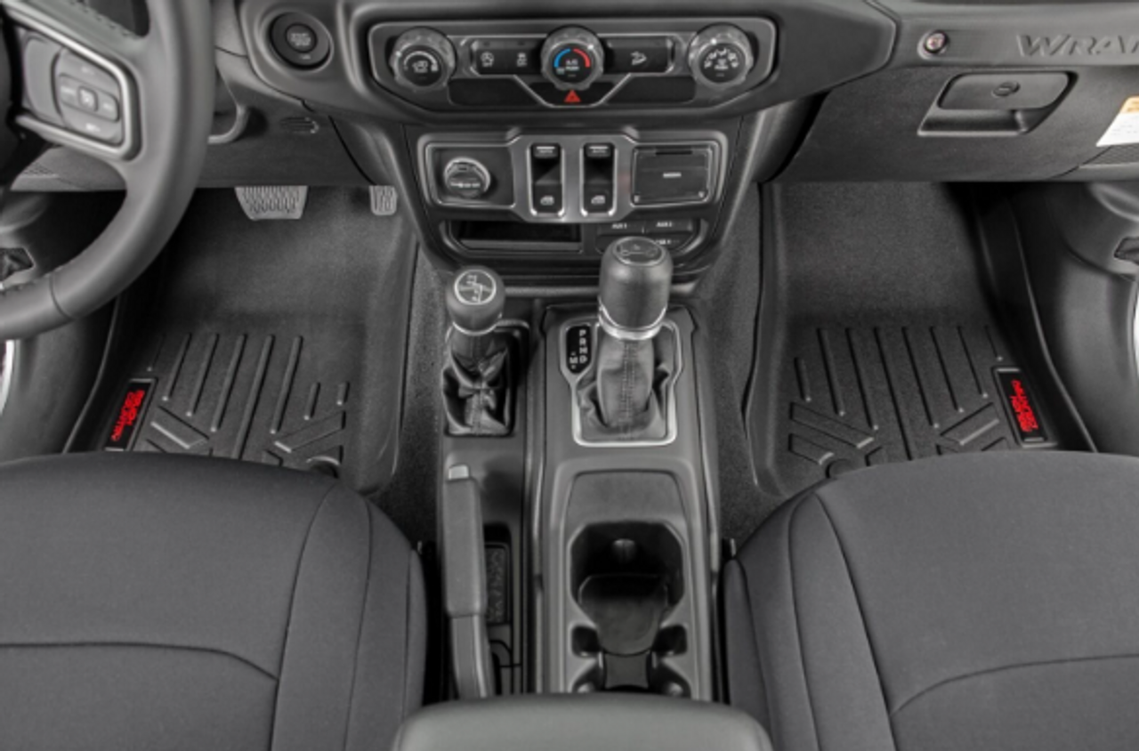 Rough Country Front & Rear Floor Mats with Non-Locking Under Seat Storage  Wall (Gladiator JT 2020+)