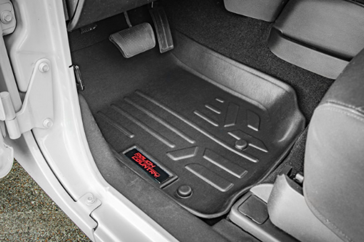 Rough Country M-61412 Front & Rear Floor Mats for Jeep Wrangler JK 4 Door 2014-2018