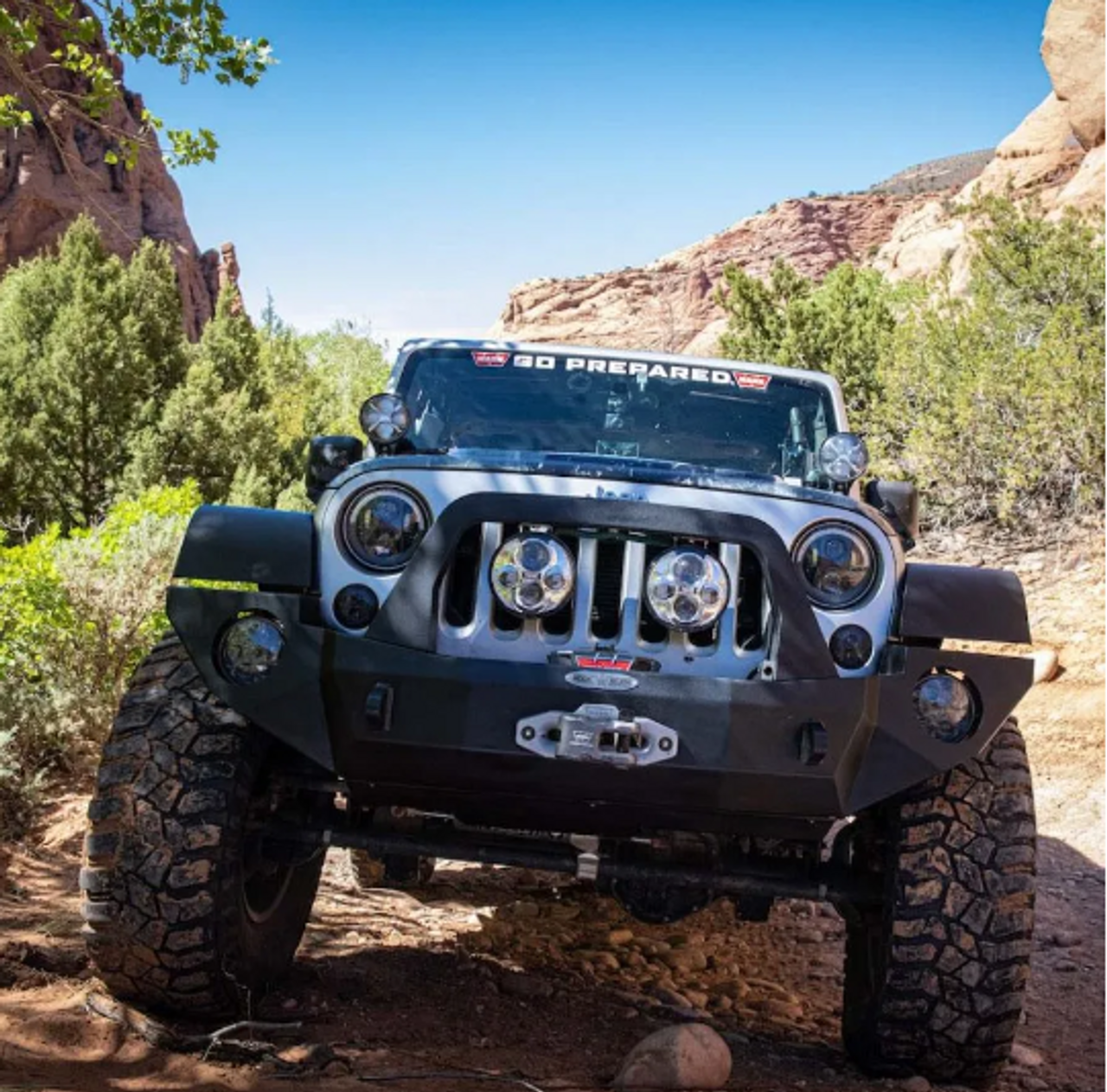 Rock Slide Engineering FB-F-100-JK Full Width Front Bumper with Bull Bar for Jeep Wrangler JK 2007-2018