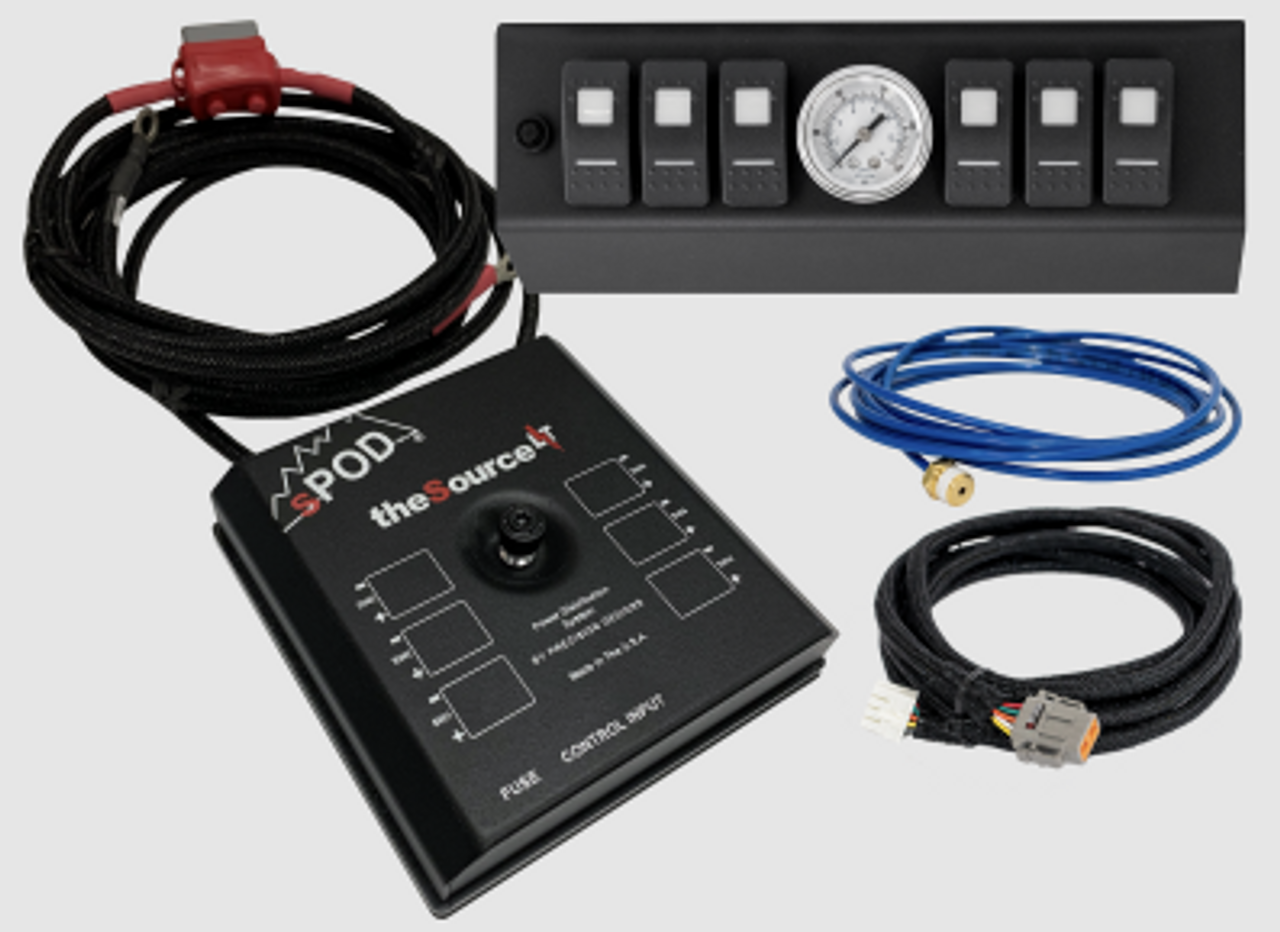 sPOD SL-A0708-JK-R SourceLT with Air Gauge and Red LED Switch Panel for Jeep Wrangler JK 2007-2008