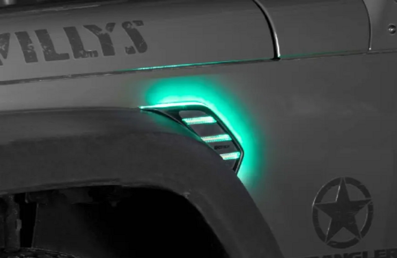 XK Glow XK-VENT-RGB-KIT RGB/Amber Fender Air Vent LED Lights for Jeep Wrangler JL & Gladiator JT 2018+