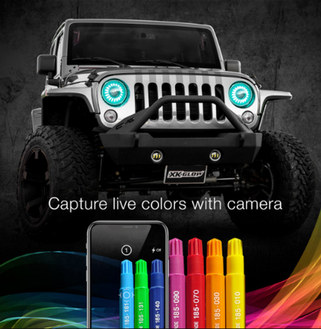 XK Glow XK-7IN-JP-KIT 7" RGB XKChrome LED Headlights for Jeep Wrangler TJ & JK 1997-2018