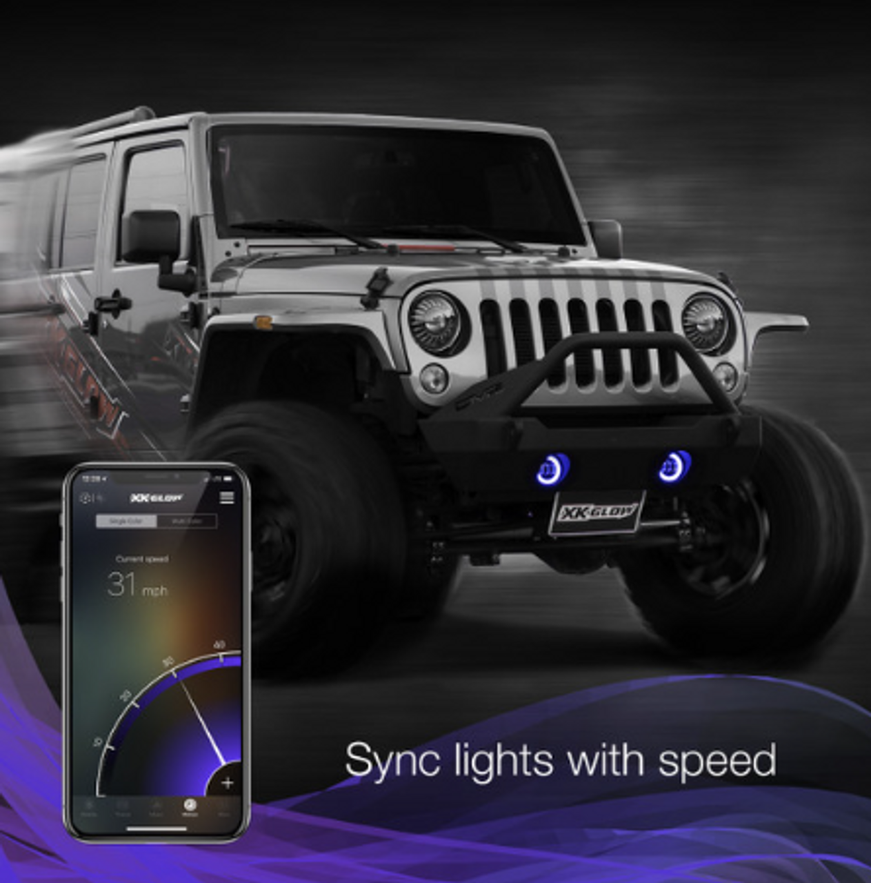 XK Glow XK042010-B RGB LED Fog Lights for Jeep Wrangler JK 2007-2018