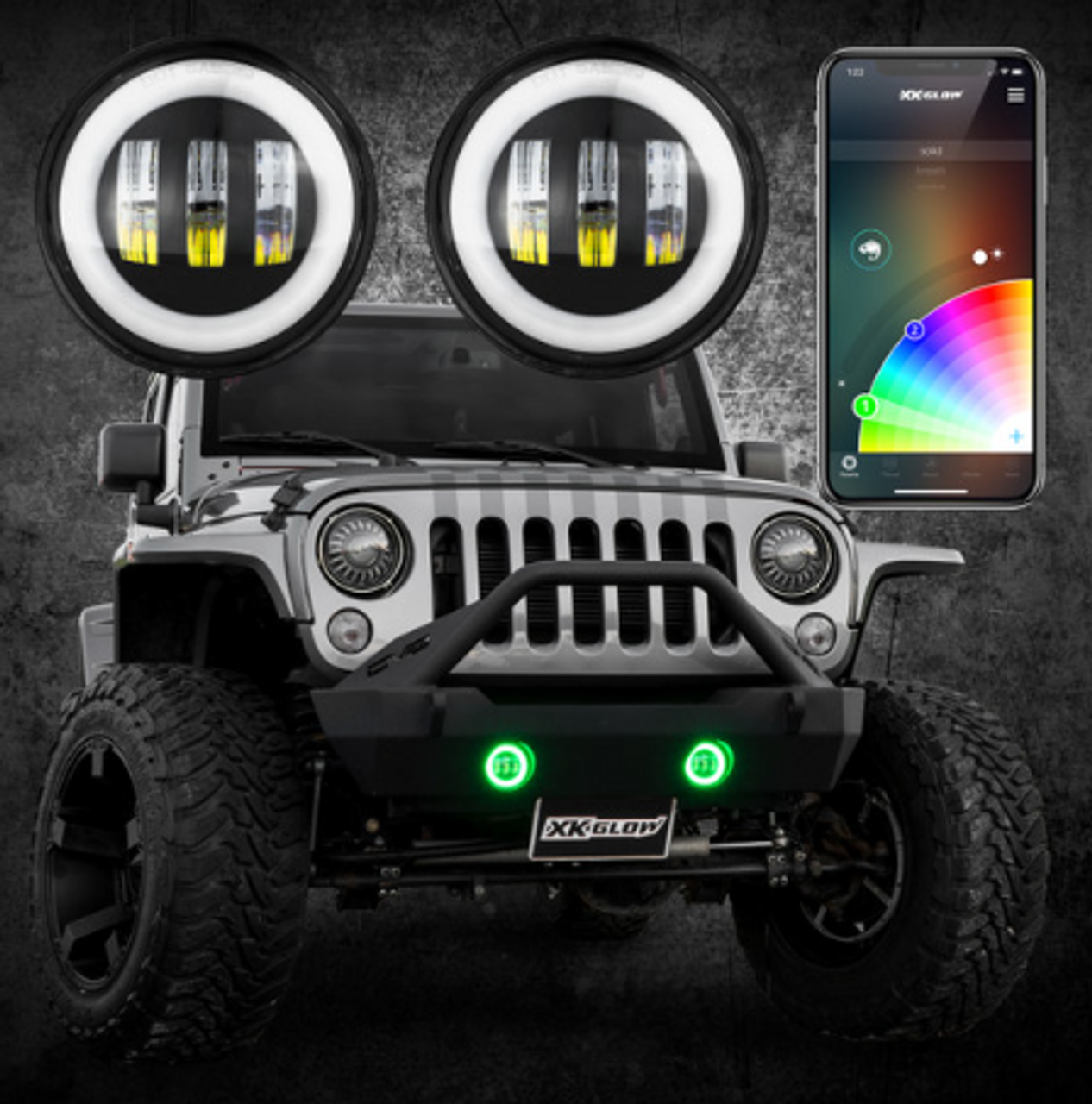 XK Glow XK042010-B-JL RGB LED Fog Lights for Jeep Wrangler JL & Gladiator JT 2018+