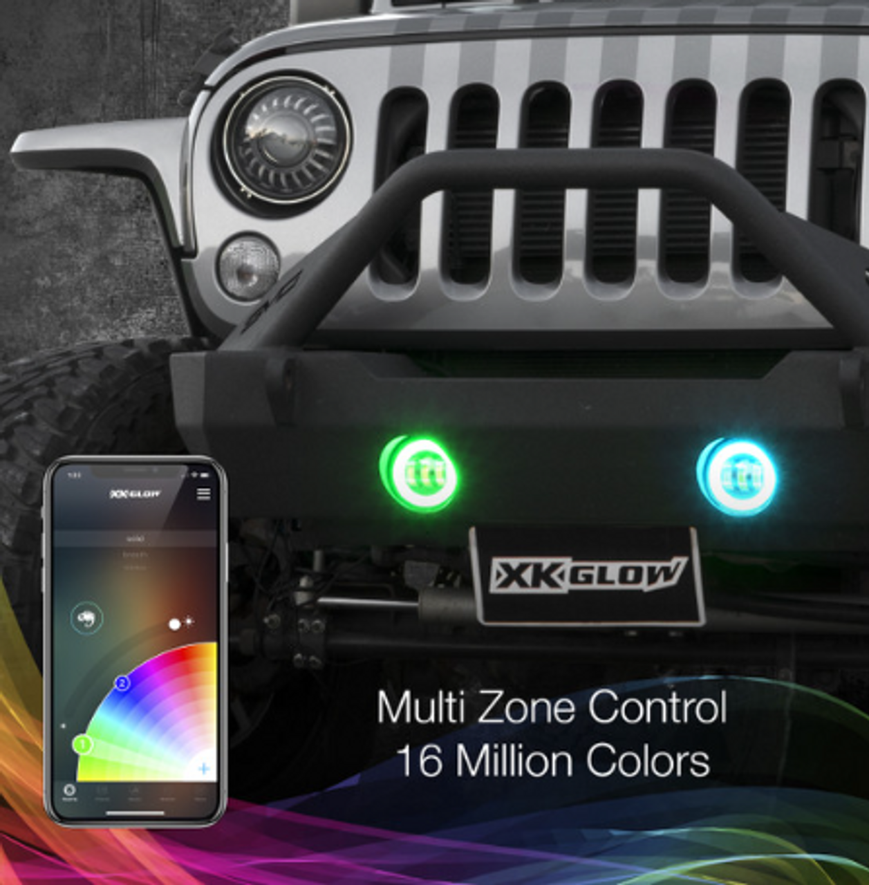 XK Glow XK042010-B-JL RGB LED Fog Lights for Jeep Wrangler JL & Gladiator JT 2018+