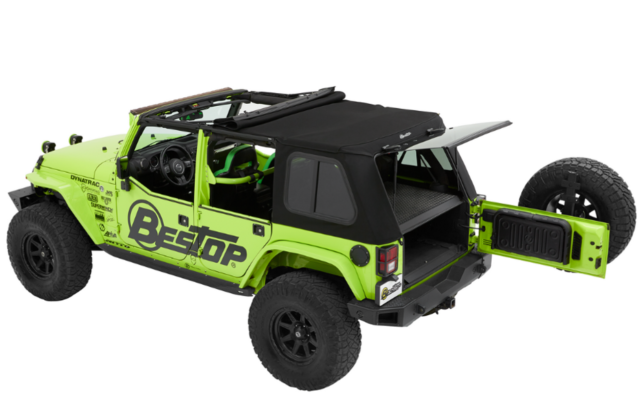 Bestop 54863-17 TrekTop Pro Hybrid Slantback Soft Top for Jeep Wrangler JK 4 Door 2007-2018