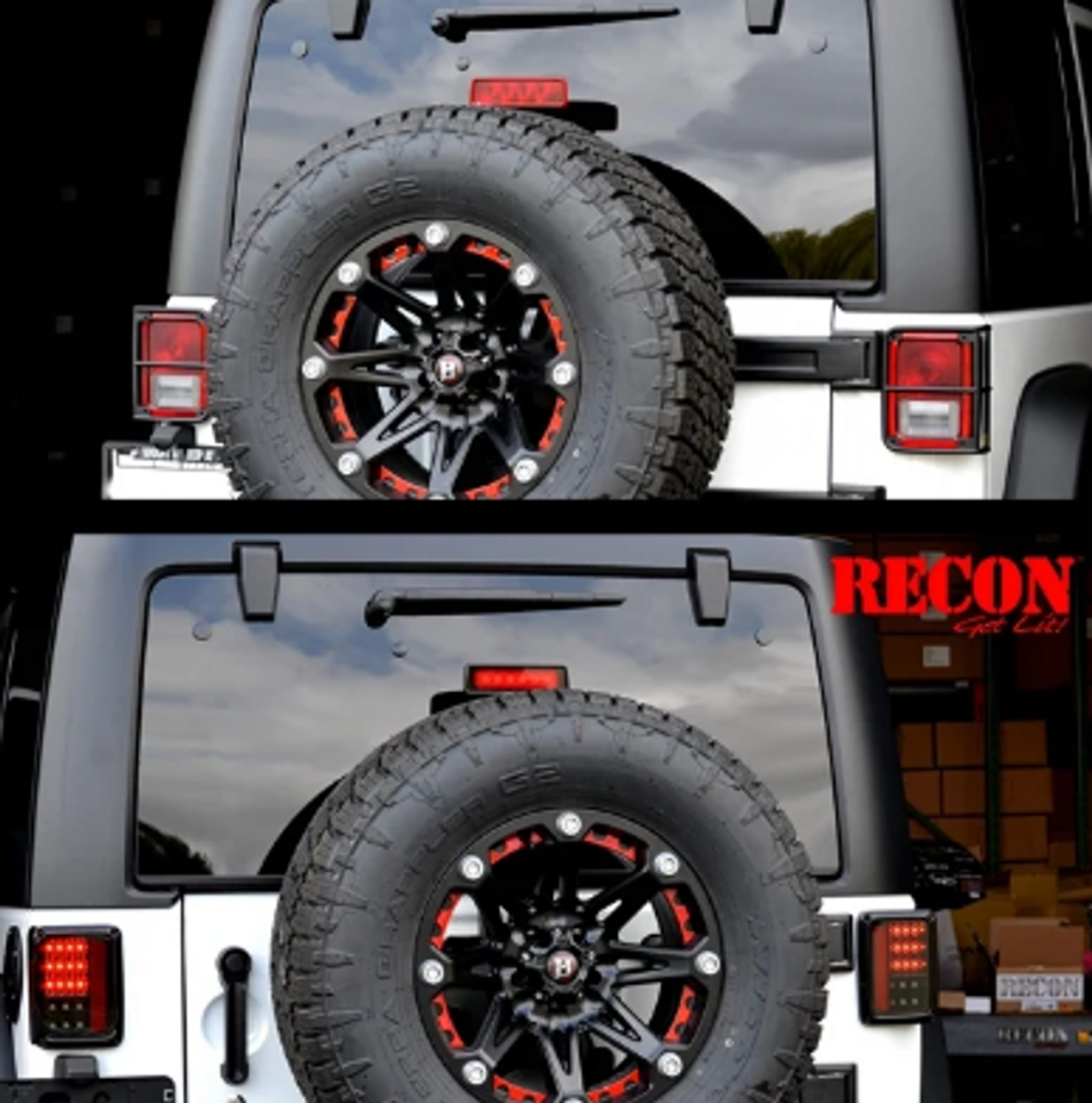Recon 264234CL LED Tail Lights in Clear Lens for Jeep Wrangler JK 2007-2018