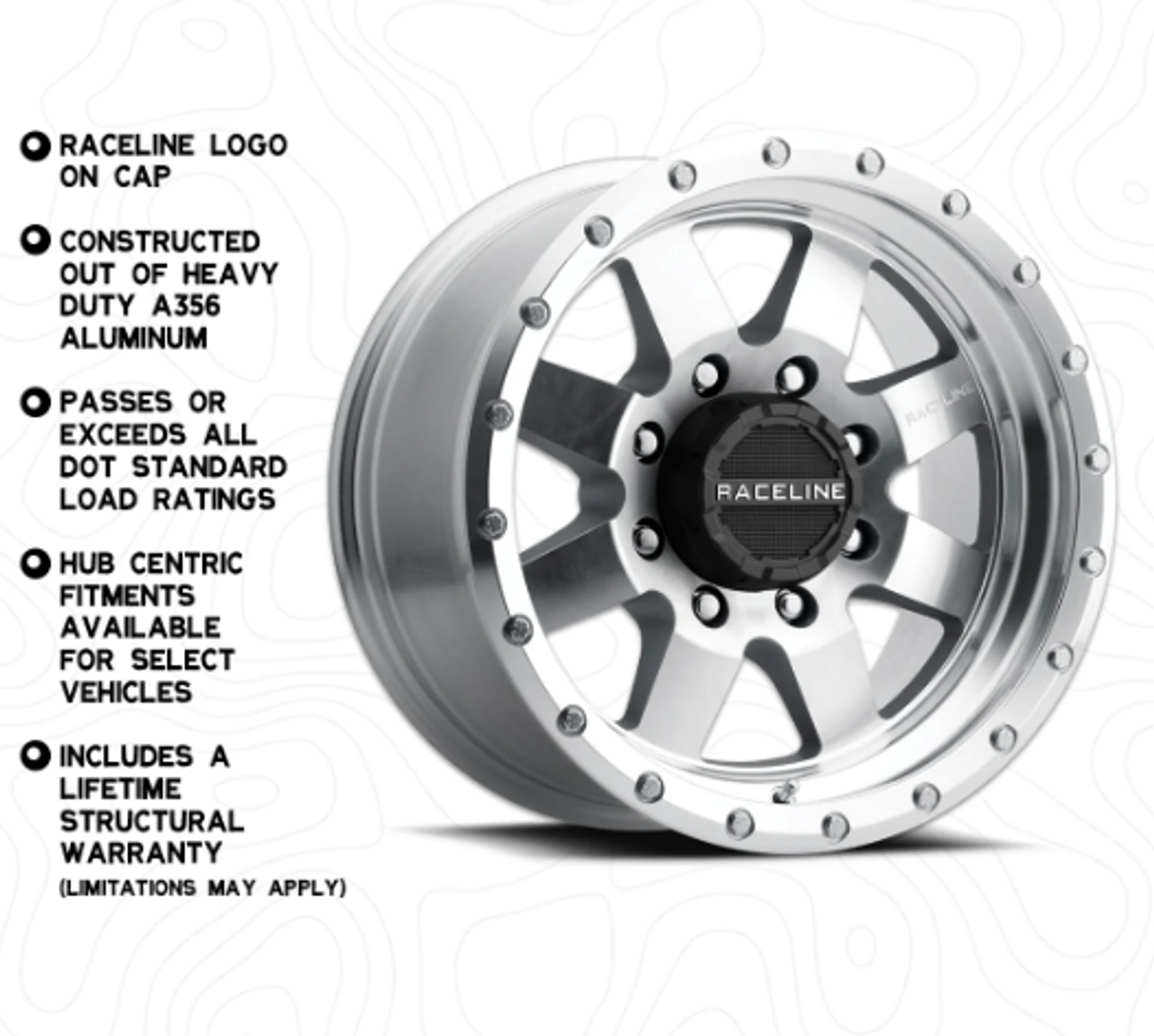 Raceline Wheels 935MC Defender Wheel in Machined 17x9