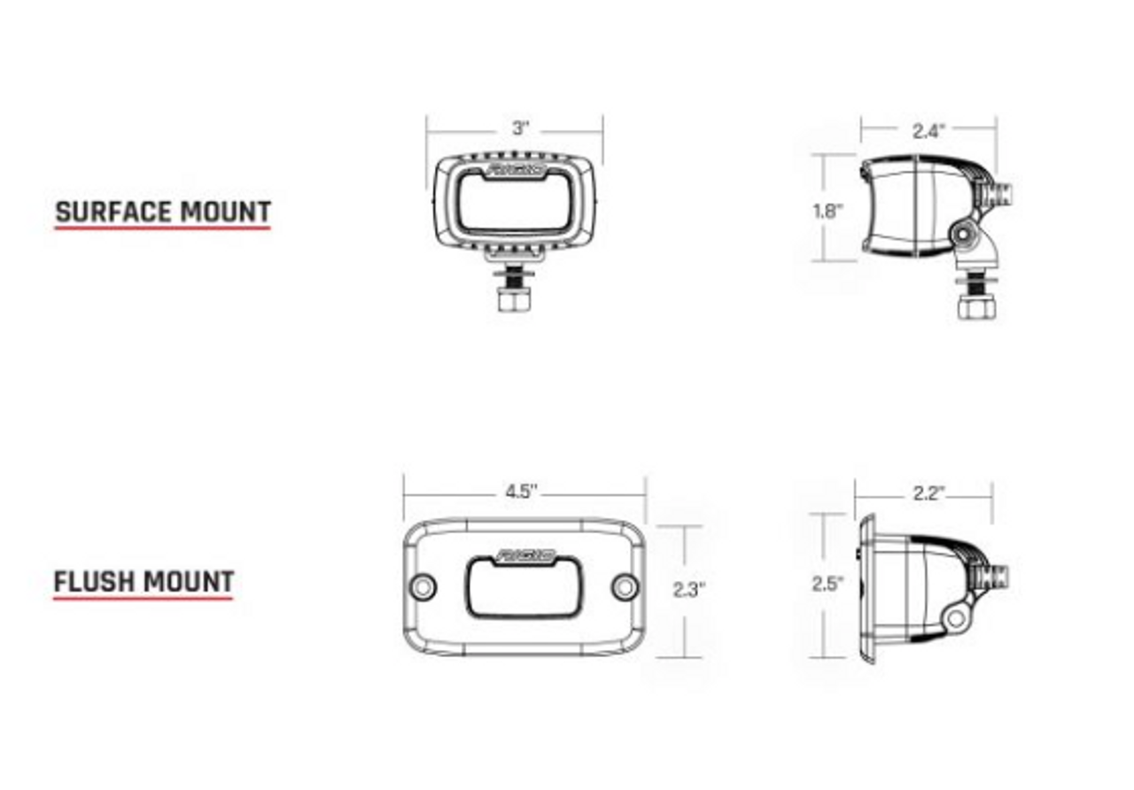 Rigid Industries 980013 SR-M Series Pro Flush Diffused Backup Kit Flush Mount