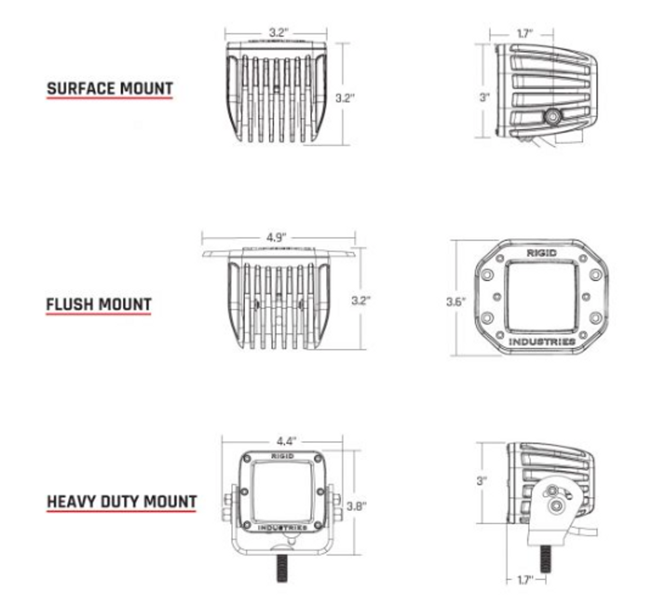 Rigid Industries 512313 D-Series Pro Specter Driving Flush Mount Black 2 Lights